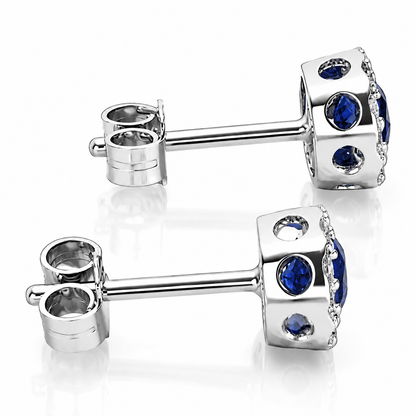 Orecchini con zaffiri ct 0,55 e diamanti ct 0,17 in oro bianco 18kt (750)