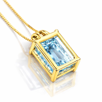 Collana con pendente topazio 1,90 ct e diamante 0,03 ct in oro giallo 18Kt (750)