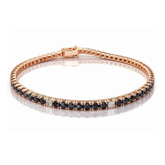 Bracciale Tennis con diamanti neri ct 5,22 e diamanti bianchi ct 0,48 in oro rosa 18kt (750) -19 cm