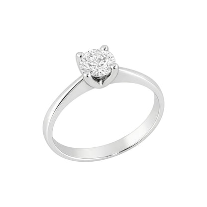 Anello solitario Tiffany 4 griffe con diamante ct 0,30  in oro 18Kt (750) e certificato gemmologico