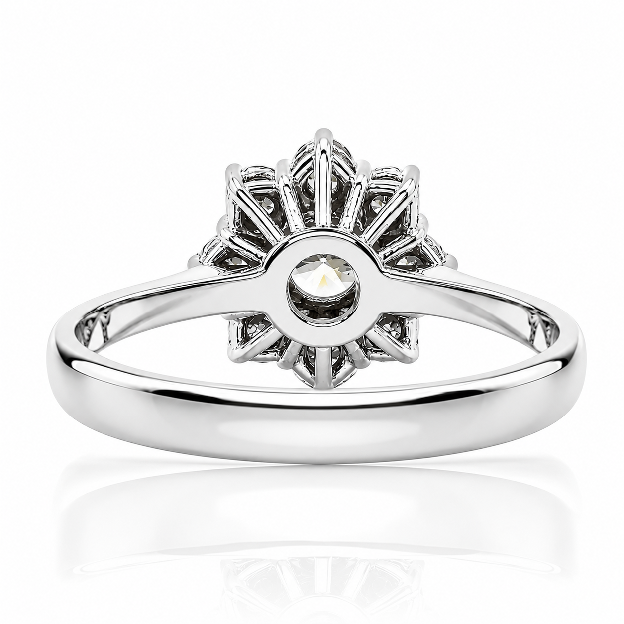 Anello a fiore con diamanti ct 1,30 in oro bianco 18kt (750)