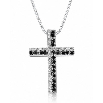 Collana croce con diamanti ct 0,62 in oro bianco 18kt (750)