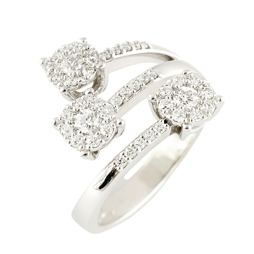 Anello Trilogy magic in Oro Bianco 18 k con Diamanti ct 0,49