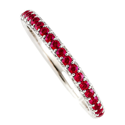 Anello riviera a giro 3 fili in oro bianco 18K con Diamanti ct 0,73 e Rubini ct 1,00