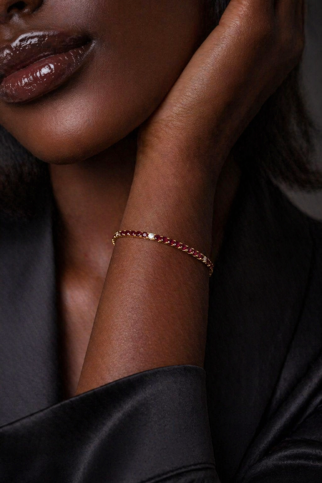 Bracciale Tennis rubini ct 5,76 in oro rosa 18kt (750) - 21 cm - Gem Tech
