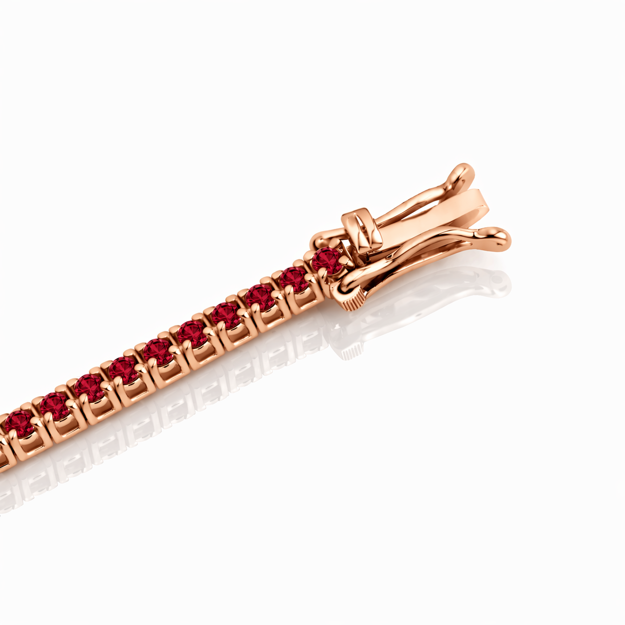 Bracciale Tennis rubini ct 5,76 in oro rosa 18kt (750) - 21 cm - Gem Tech
