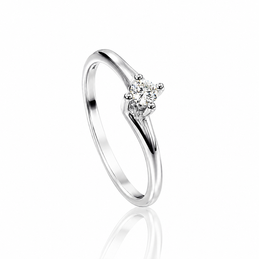 Anello solitario "Baby" diamante ct 0,02 in oro bianco 18kt (750)