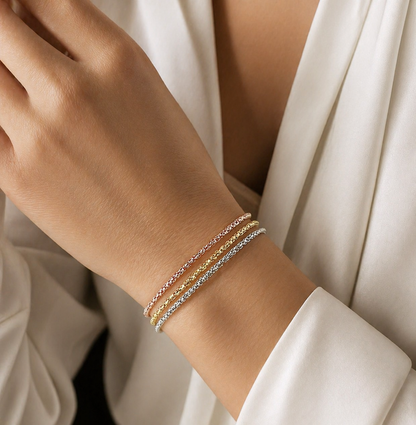 Bracciale 3 fili maglia coreana in oro 18kt (750) - 6.35gr - Oreficeria