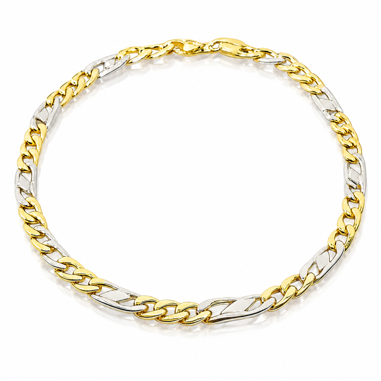 Bracciale maglia piatta in oro giallo e bianco 18kt (750) - 4.20gr - Oreficeria