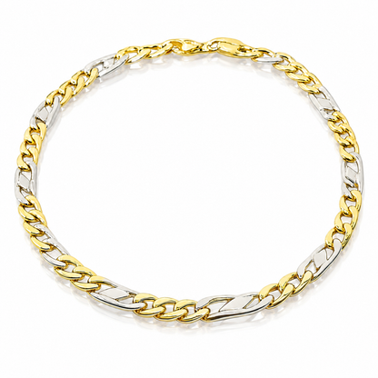 Bracciale maglia piatta in oro giallo e bianco 18kt (750) - 4.20gr - Oreficeria