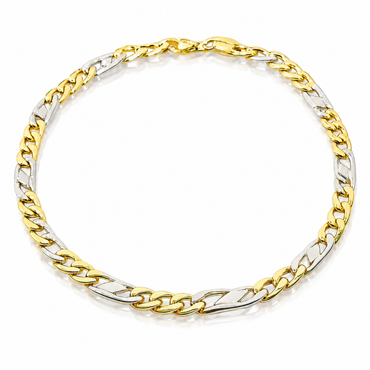 Bracciale maglia piatta in oro giallo e bianco 18kt (750) - 4.20gr - Oreficeria