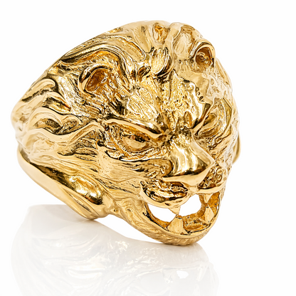 Anello testa di Leone in Oro giallo 18kt (750) - 14.3gr - Oreficeria