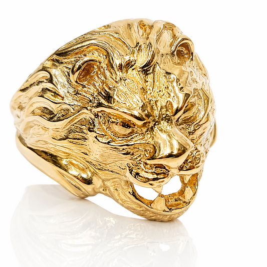 Anello testa di Leone in Oro giallo 18kt (750) - 14.3gr - Oreficeria