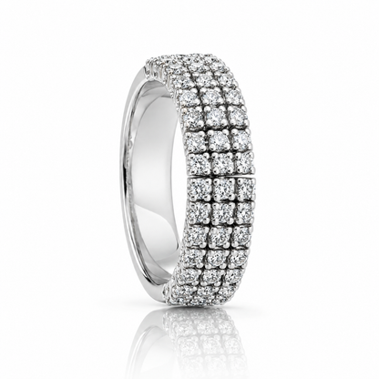 Anello 3 fasce semirigido con diamanti ct 0.65 in oro bianco 18kt (750)