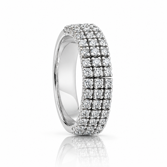 Anello 3 fasce semirigido con diamanti ct 0.65 in oro bianco 18kt (750)