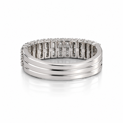 Anello 3 fasce semirigido con diamanti ct 0.65 in oro bianco 18kt (750)