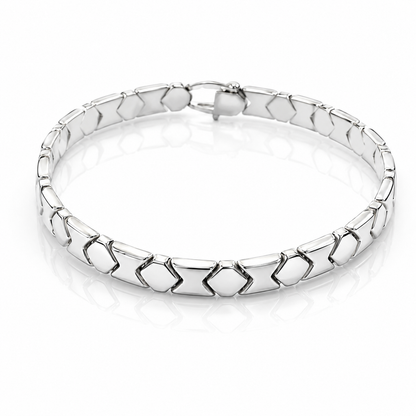 Bracciale double face rigido e semirigido in oro bianco 18 kt (750) - 16.20gr - Oreficeria