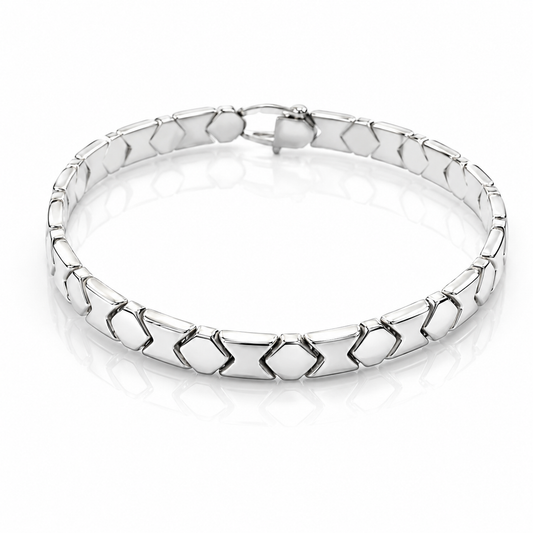 Bracciale double face rigido e semirigido in oro bianco 18 kt (750) - 16.20gr - Oreficeria