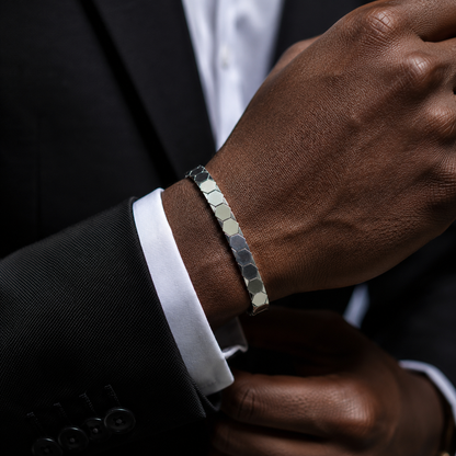 Bracciale double face rigido e semirigido in oro bianco 18 kt (750) - 16.20gr - Oreficeria