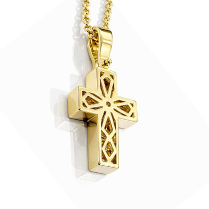 Collana rolò con pendente croce pavé e diamanti 0,40 ct in oro giallo 18kt (750)