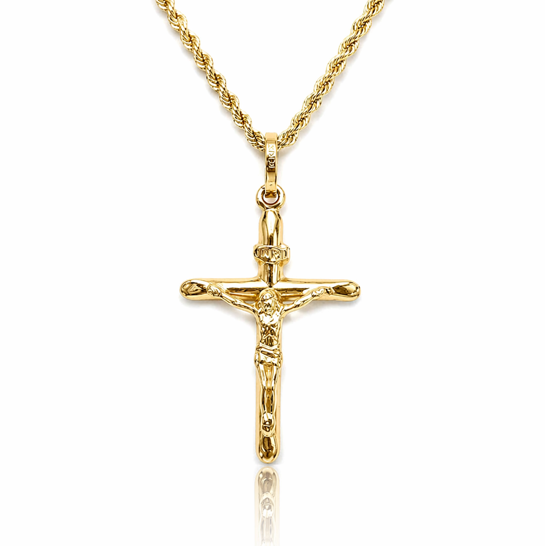 Collana funetta con croce in oro giallo 18kt (750) - 2.60gr - Oreficeria