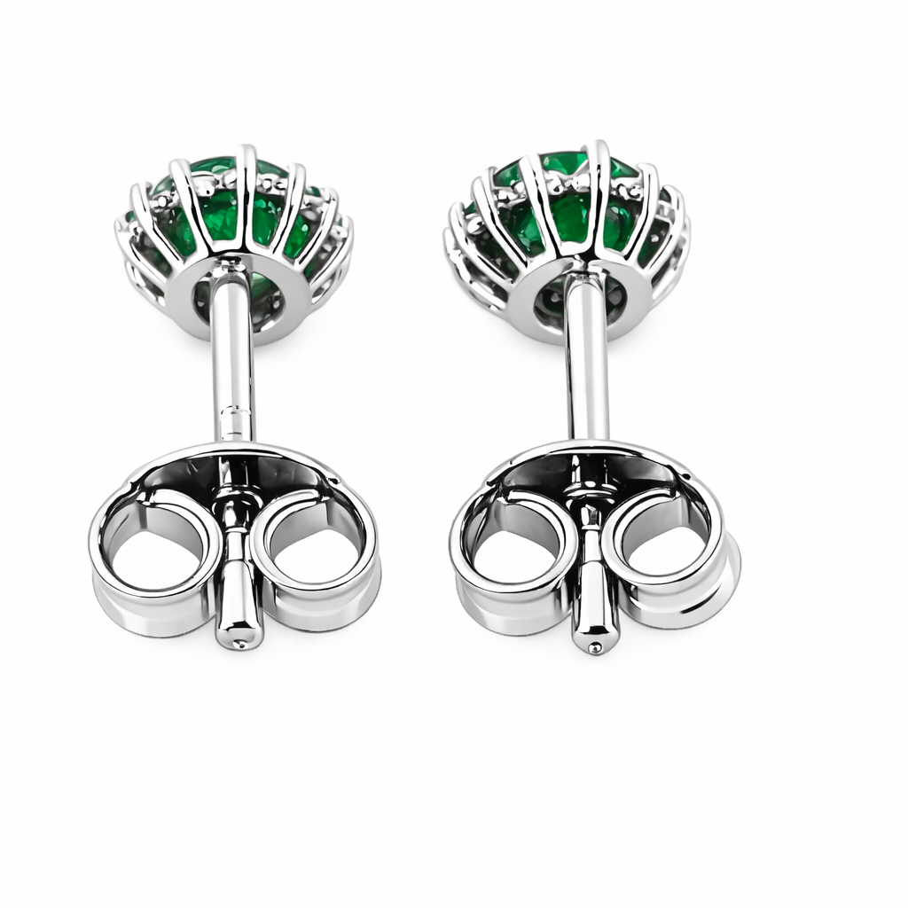 Orecchini con smeraldo ct 0,45 e diamanti ct 0,28  in oro bianco 18kt (750)