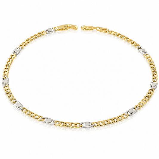 Bracciale catena piatta in oro giallo e bianco 18kt (750) - 1.85 gr - Oreficeria