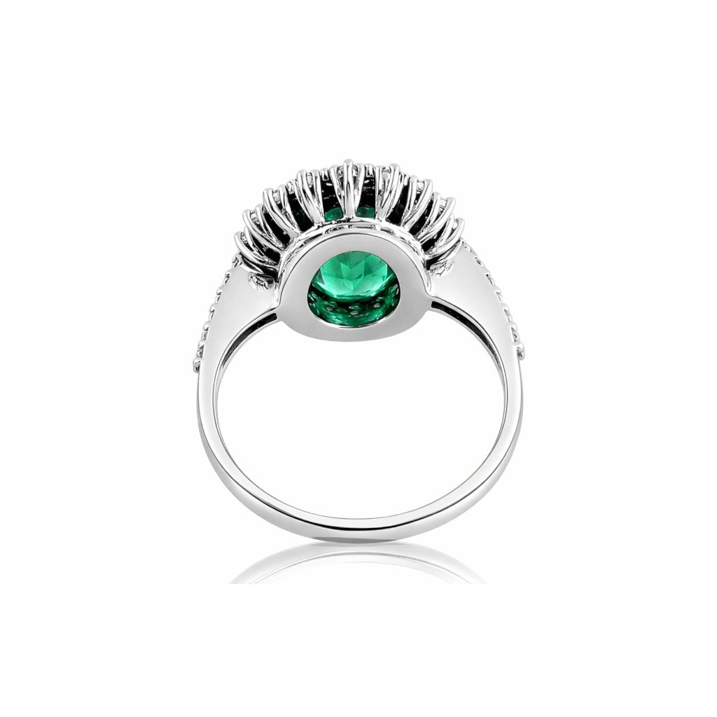 Anello con Smeraldo Ovale ct 1,73 e Diamanti ct 0,83 in oro bianco 18kt (750)