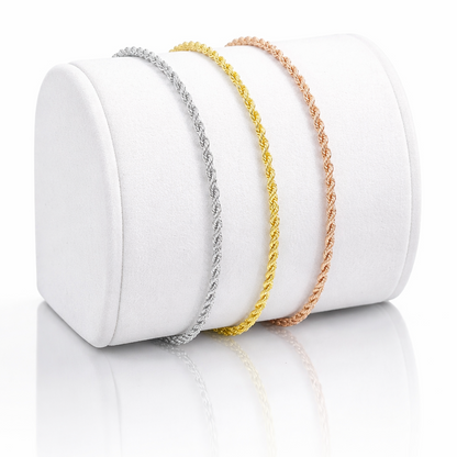 Bracciali funetta in oro bianco, giallo e rosa 18Kt (750) - 4.40gr - Oreficeria