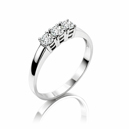 Anello trilogy con diamanti ct 0,15 in oro bianco 18Kt (750)