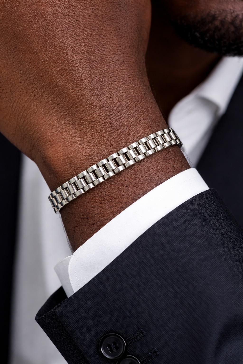 Bracciale jubilee in oro bianco 18kt (750) - 40gr - 17/20cm - Oreficeria