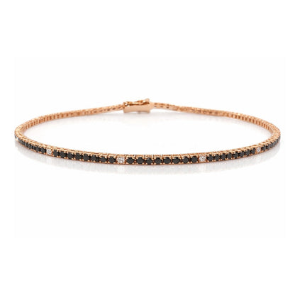 Bracciale tennis con diamanti neri 1,87 ct e bianchi 0,17 ct  in oro rosa 18Kt (750) – 21 cm