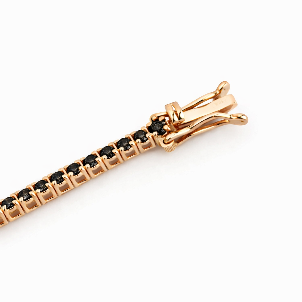Bracciale tennis con diamanti neri 1,87 ct e bianchi 0,17 ct  in oro rosa 18Kt (750) – 21 cm