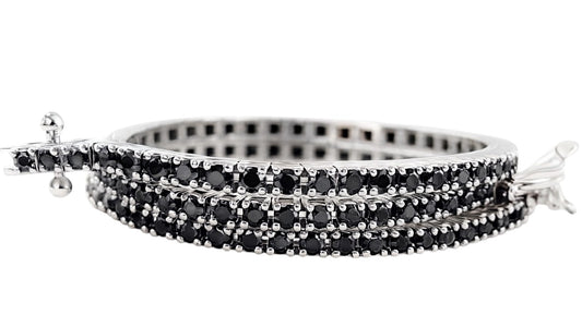 Bracciale Tennis in oro bianco 18K con Diamanti neri ct 1,78 - 20cm