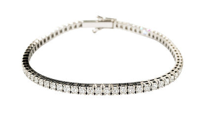 Bracciale tennis in oro bianco 18K con diamanti bianchi Ct 3,31 - 18 cm