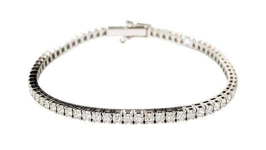 Bracciale tennis in oro bianco 18K con diamanti bianchi Ct 3,31 - 18 cm