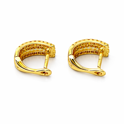 Orecchini con 3 file di diamanti ct 0,42 in oro giallo 18kt (750)