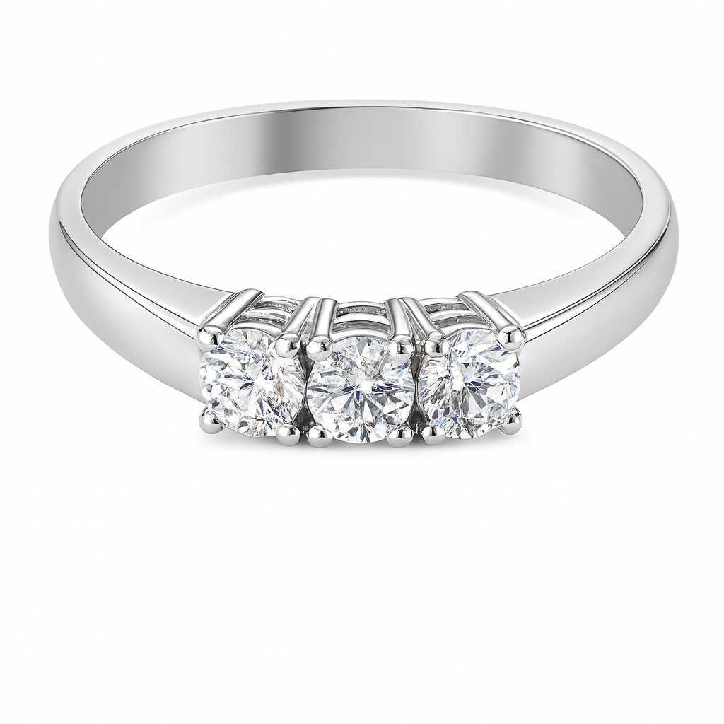 Anello trilogy in oro bianco 18K con diamanti ct 0,15