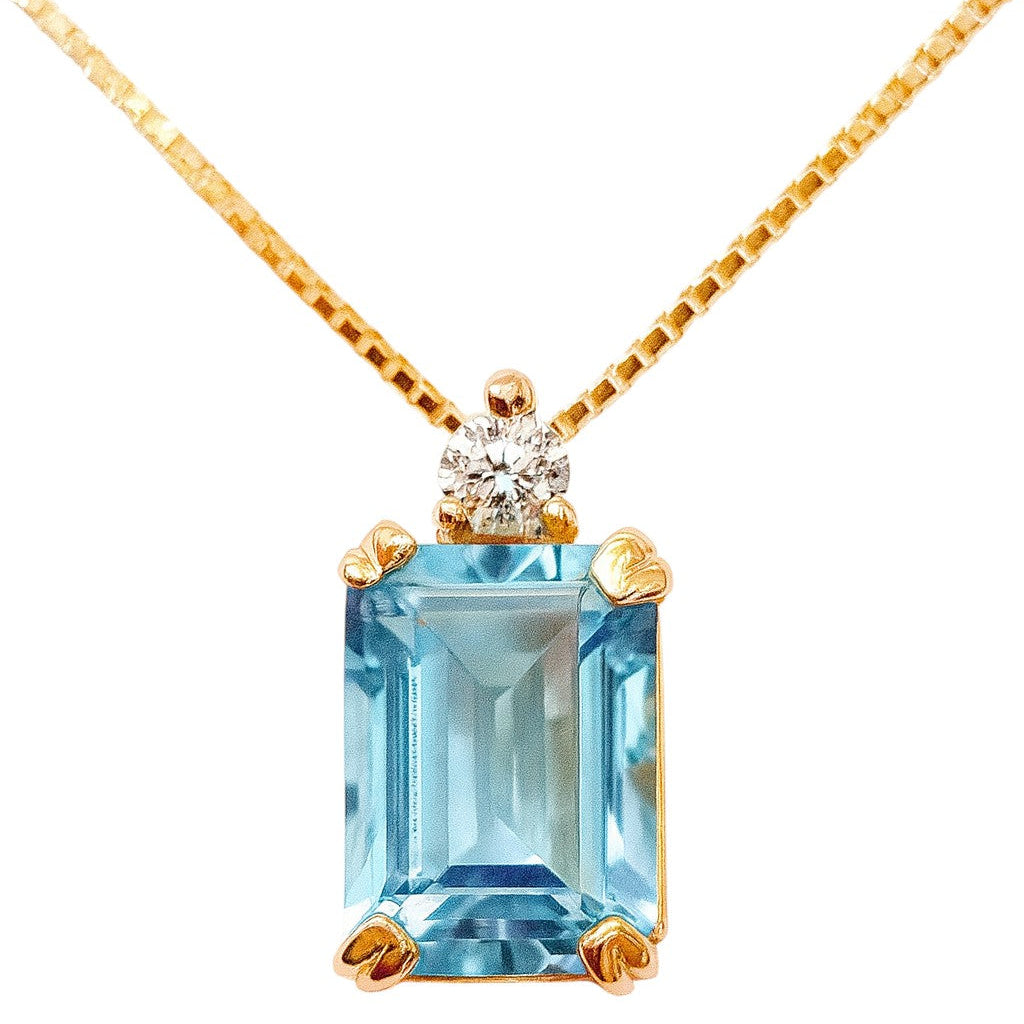Collana in oro giallo 18K con pendente topazio 1,90 ct e diamante 0,03 ct