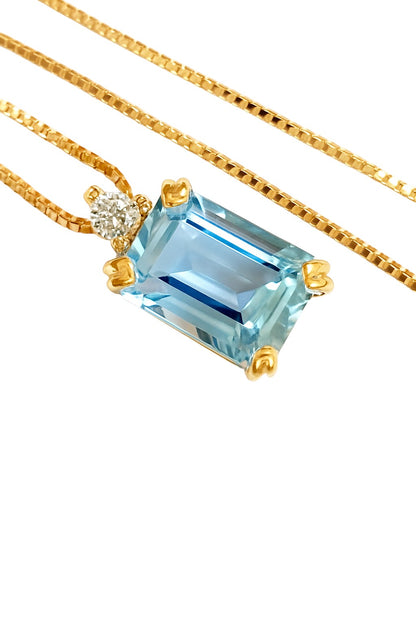 Collana in oro giallo 18K con pendente topazio 1,90 ct e diamante 0,03 ct