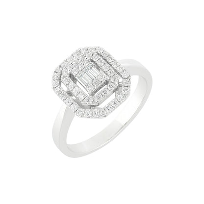 Anello rettangolare impreziosito da diamanti bianchi 0,60 ct in oro bianco 18kt (750)