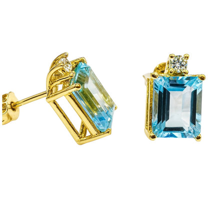 Orecchini in oro giallo 18K con topazio 3,80 ct e diamante 0,05 ct