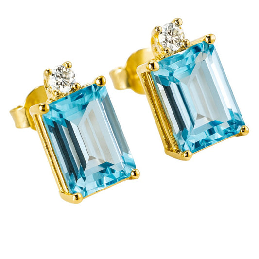 Orecchini in oro giallo 18K con topazio 3,80 ct e diamante 0,05 ct