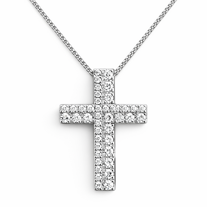 Collana Croce con Diamanti 0,50 ct in oro bianco 18kt (750)