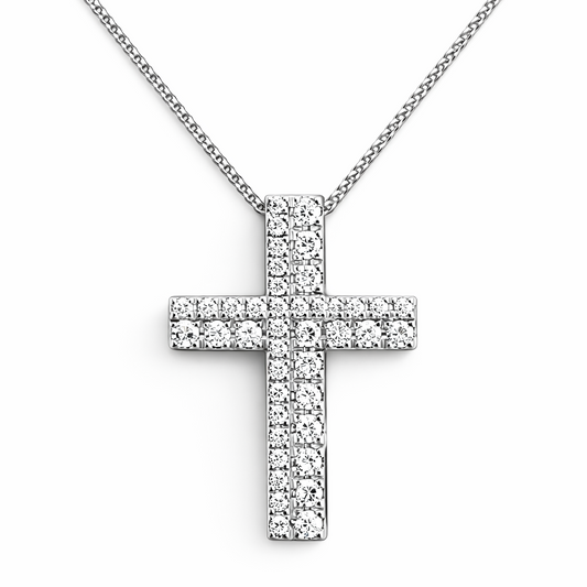 Collana Croce con Diamanti 0,50 ct in oro bianco 18kt (750)