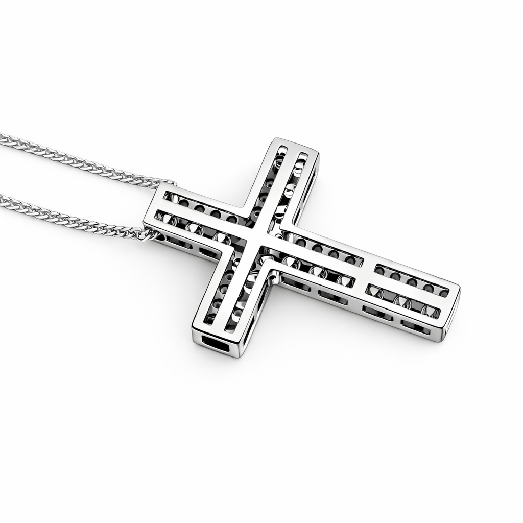 Collana Croce con Diamanti 0,50 ct in oro bianco 18kt (750)