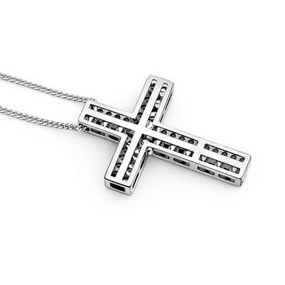 Collana Croce con Diamanti 0,50 ct in oro bianco 18kt (750)
