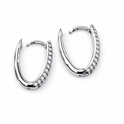 Orecchini ovali in pavé con diamanti bianchi ct 0,31 in oro bianco 18kt (750)