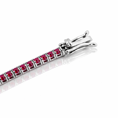 Bracciale tennis piramidale con rubini 1,42 ct e diamanti 0,13 ct in oro bianco 18Kt (750)