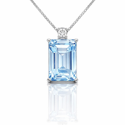 Collana con pendente topazio 1,87 ct e diamante 0,03 ct  in oro bianco 18Kt (750)
